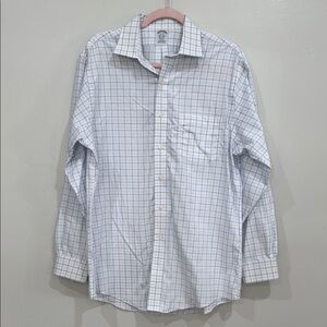 Brooks Brothers Classic Cotton Blue and White Long-Sleeve Button Down Shirt